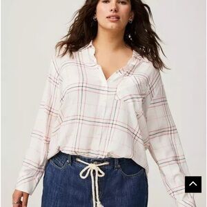 Torrid lightweight slouchy drop shoulder button-front shirt